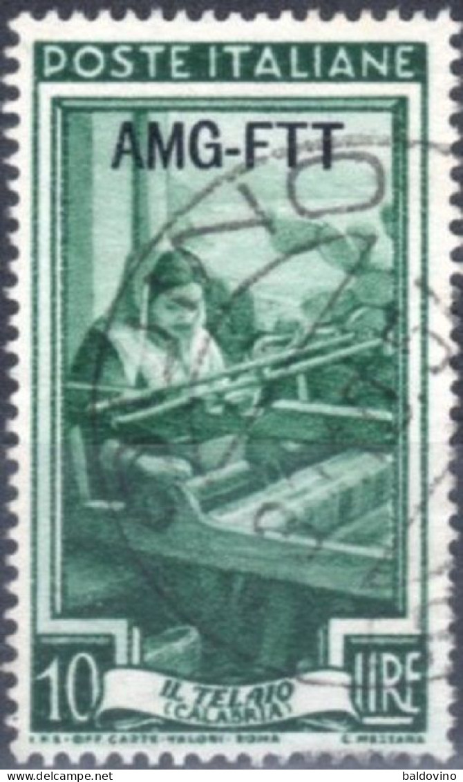 Italia 1950 Italia Al Lavoro 10- 20-35£. Filigrana Ruota Alata. - Used