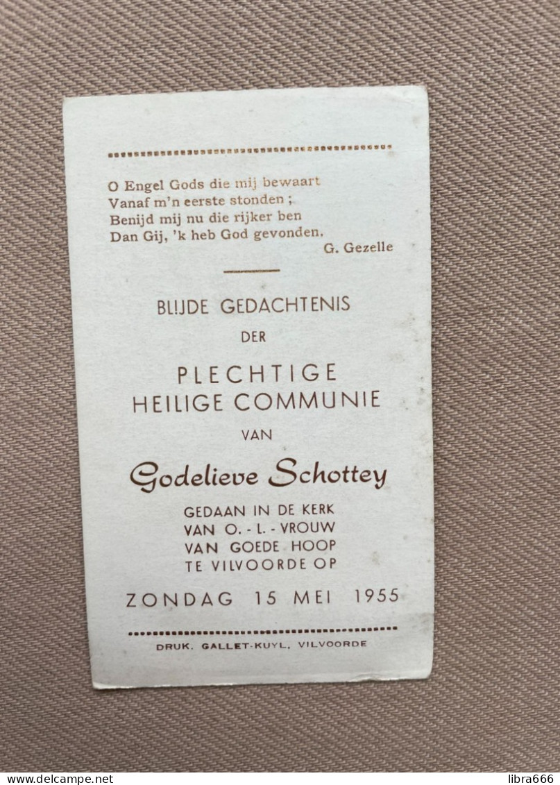 Communie - SCHOTTEY Godelieve - 1955 - O.-L.-Vrouw Van Goede Hoop - VILVOORDE - Kommunion Und Konfirmazion