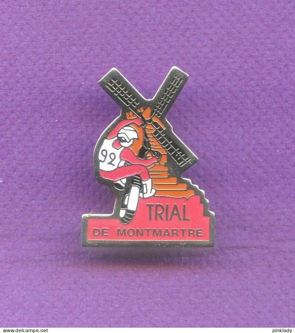 Rare Pins Moto Trial De Montmartre Paris Moulin Q130 - Motos