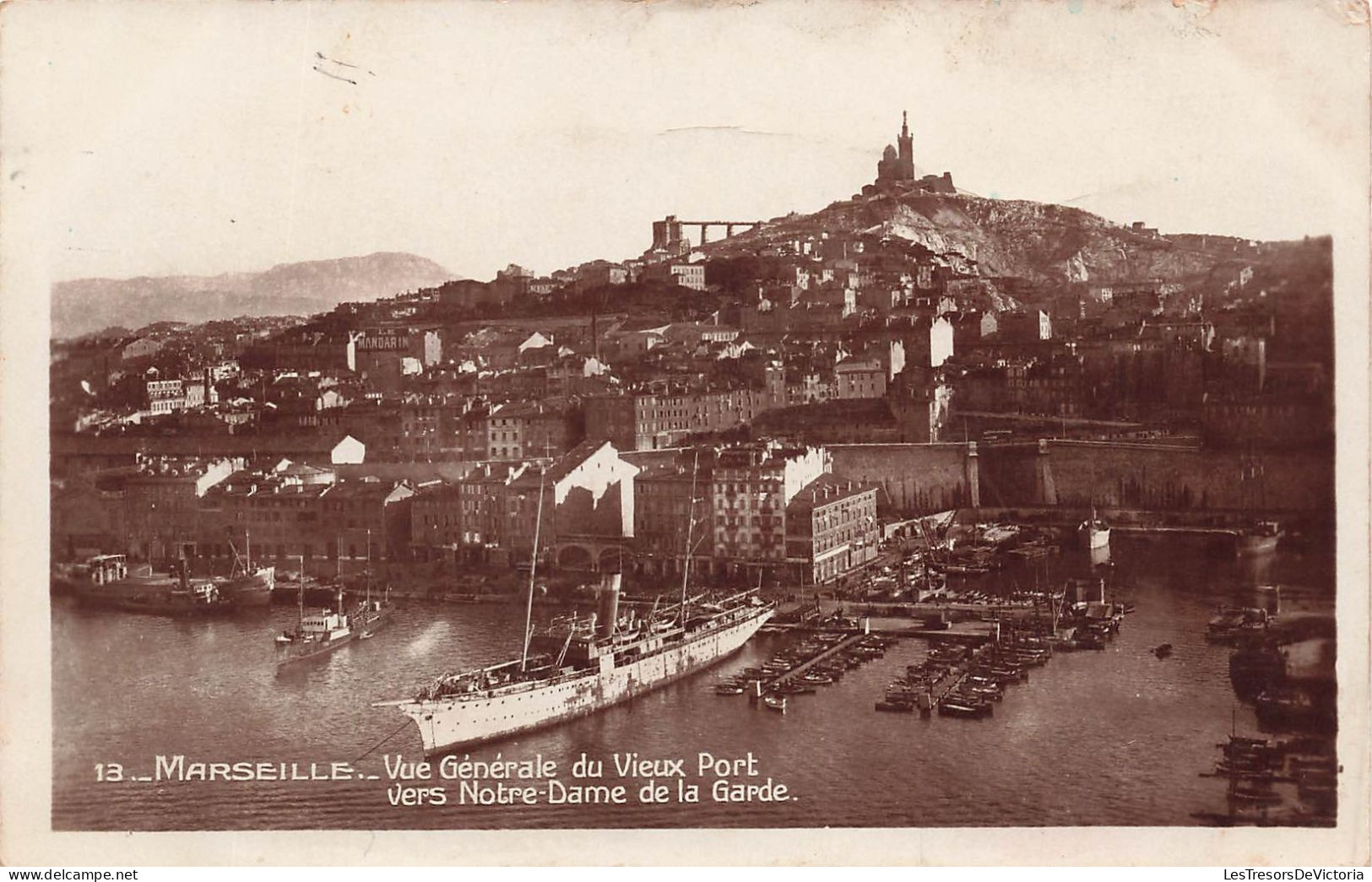 FRANCE - Marseille - Vue Générale Du Vieux Port Vers Notre Dame De La Garde - Bateaux - La Mer - Carte Postale Ancienne - Puerto Viejo (Vieux-Port), Saint Victor, Le Panier