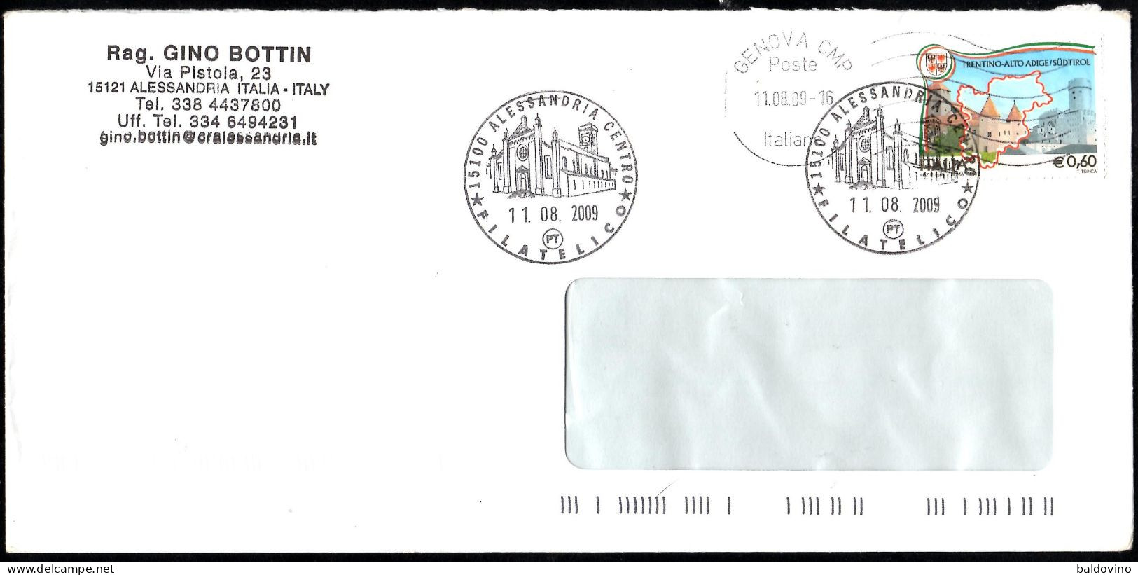 Italia 2006/2009 7 Valori Usati Su Busta + Chiudilettera* - 2001-10: Poststempel