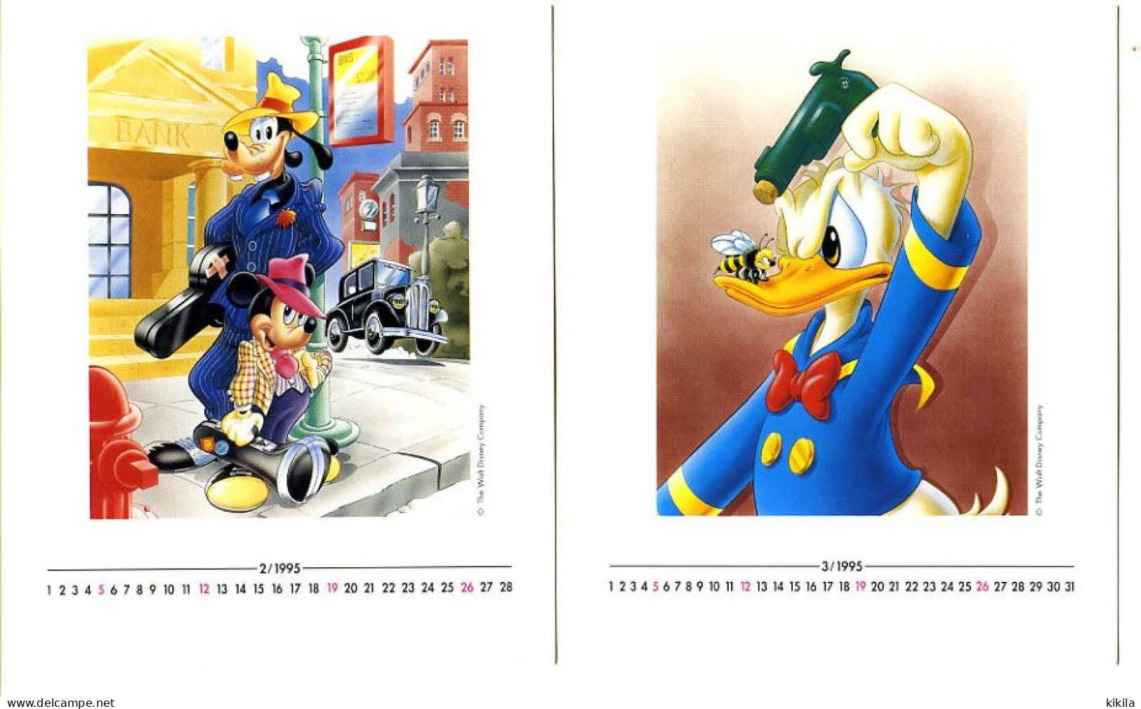 14 Cartons Calendrier 1995 Walt Disney MICKEY & CO  Donald Pluto Dingo Minnie Dans Sa Boite Plastique Présentoir - Other & Unclassified