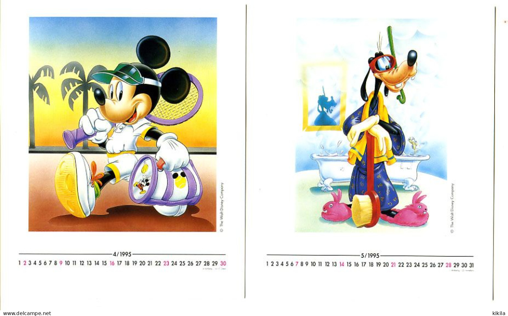 14 Cartons Calendrier 1995 Walt Disney MICKEY & CO  Donald Pluto Dingo Minnie Dans Sa Boite Plastique Présentoir - Other & Unclassified