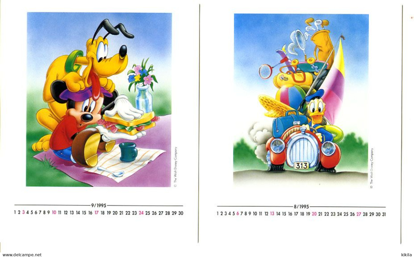 14 Cartons Calendrier 1995 Walt Disney MICKEY & CO  Donald Pluto Dingo Minnie Dans Sa Boite Plastique Présentoir - Sonstige & Ohne Zuordnung