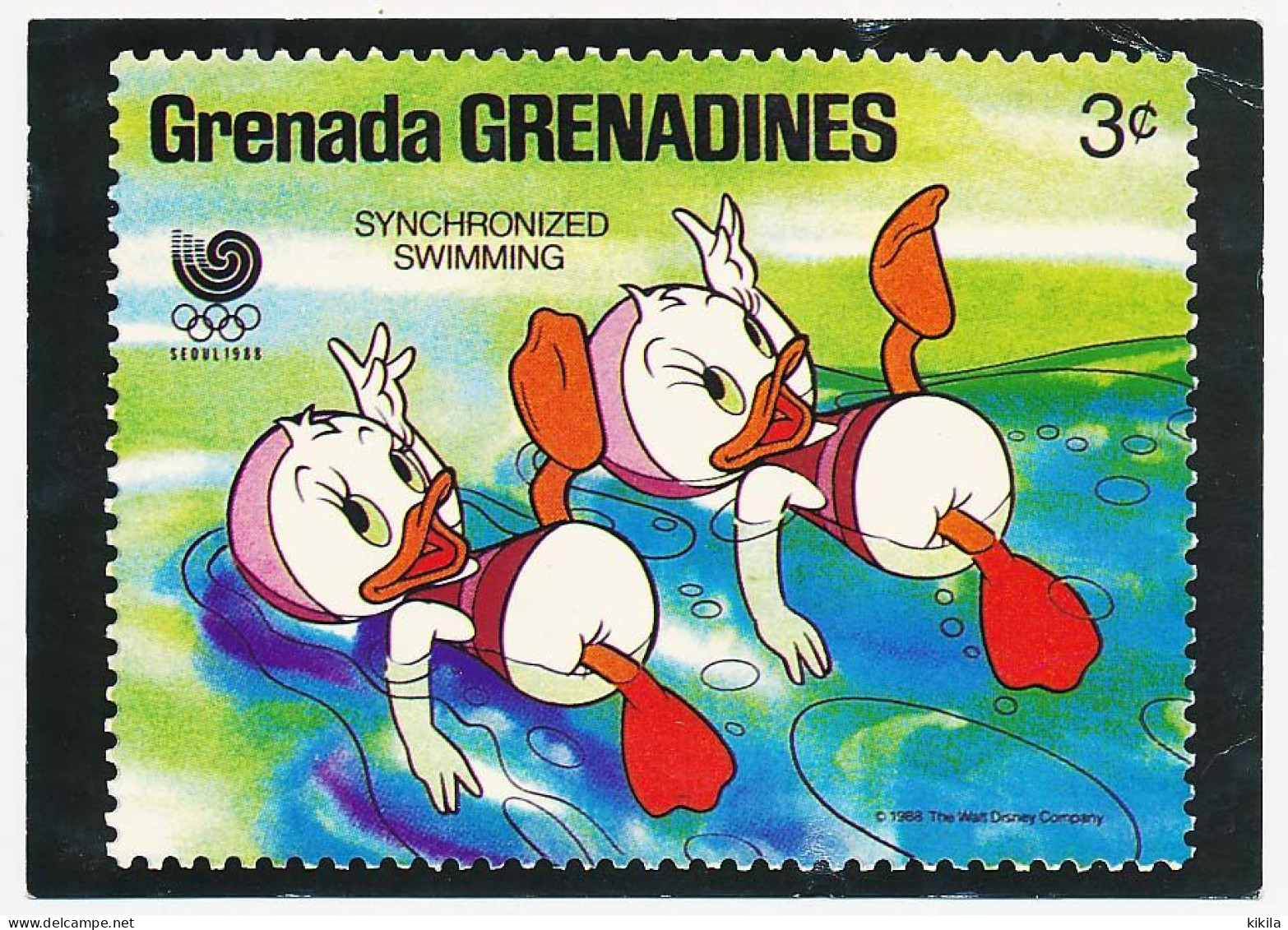 CPSM / CPM 10.5 X 15 Walt Disney Timbre-Poste De Grenada Grenadines Jeux Olympiques De Séoul 1988 Synchronized Swinning - Autres & Non Classés