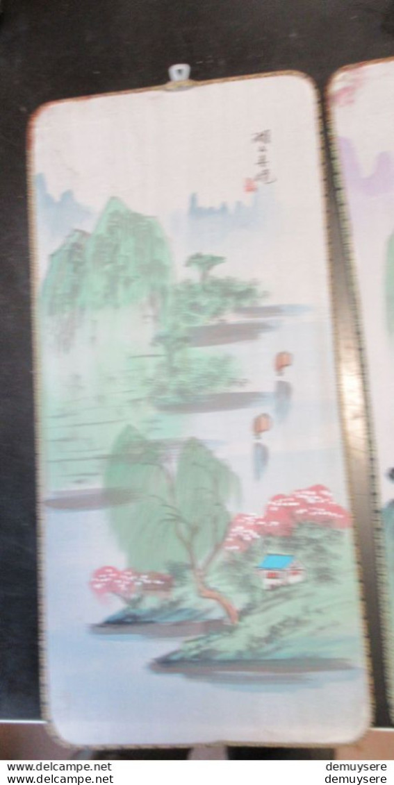 0404 04- Lade  906 -150-50 - CHINESE SCHILDERIJ OP ZIJDE - CHINESE PAINTING ON SILK - 40 X 18 CM - 4 STUKS - 4 PIECES - Arte Orientale