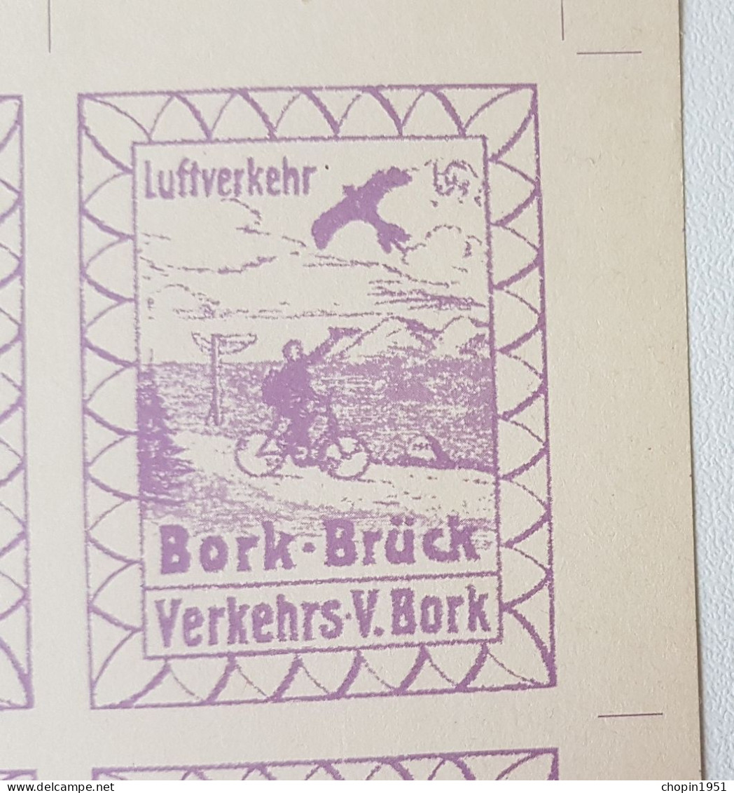 ALLEMAGNE - VIGNETTES EN FEUILLE DE 10 - BORK-BRÜCK - Oiseau Et Cycliste - FAC-SIMILÉS - Luchtpost & Zeppelin