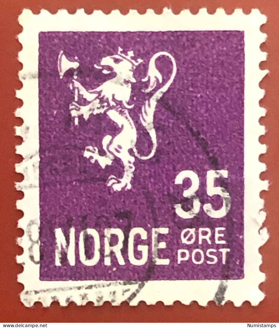Norway - 35 øre - Post Horn And Leo III (Series) 1937 - Oblitérés