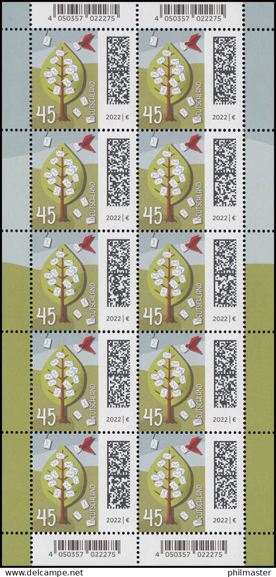 3704 Briefbaum 45 Cent - 10er-Bogen ** Postfrisch - 2001-2010