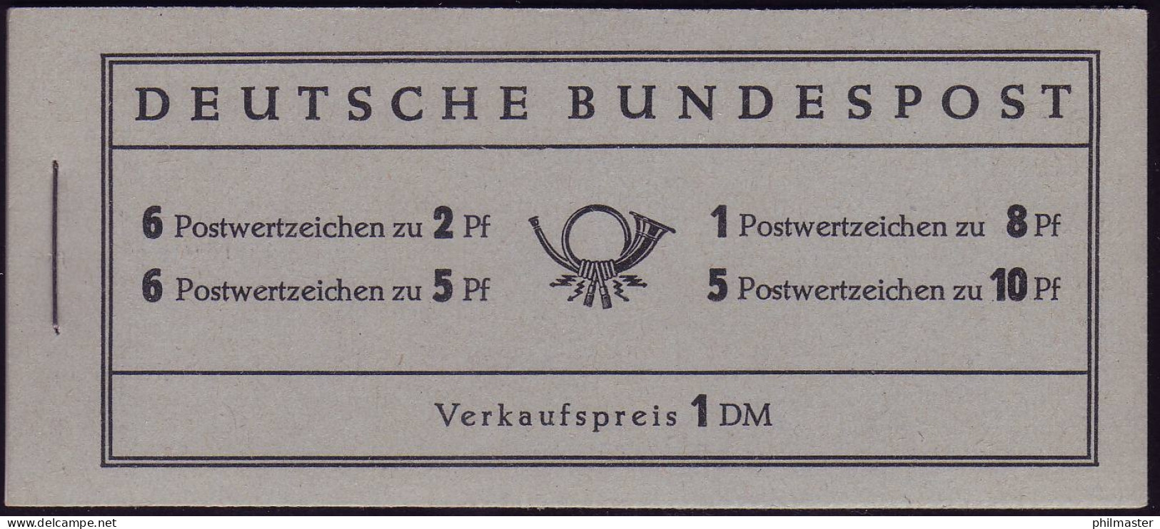 MH 3 Heuss 1956 - RLV II: 1. Heftchenblatt Oliv Und Lila Leisten Durchgehend ** - 1951-1970