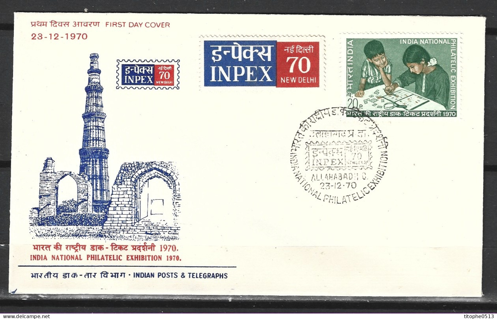 INDE. N°313 Sur Enveloppe 1er Jour (FDC) De 1970. Exposition Philatélique à New Delhi. - FDC