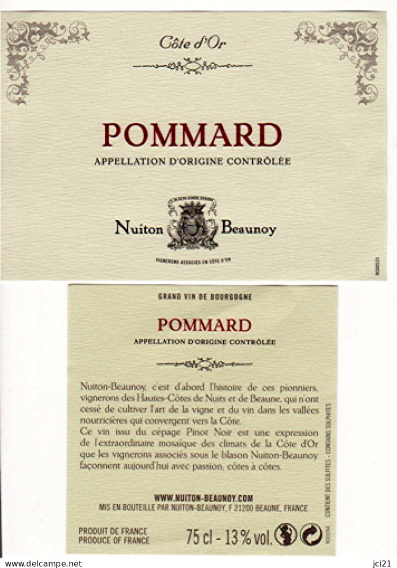 Étiquette Neuve POMMARD - NUITON*BEAUNOY (840)_ev46 - Bourgogne