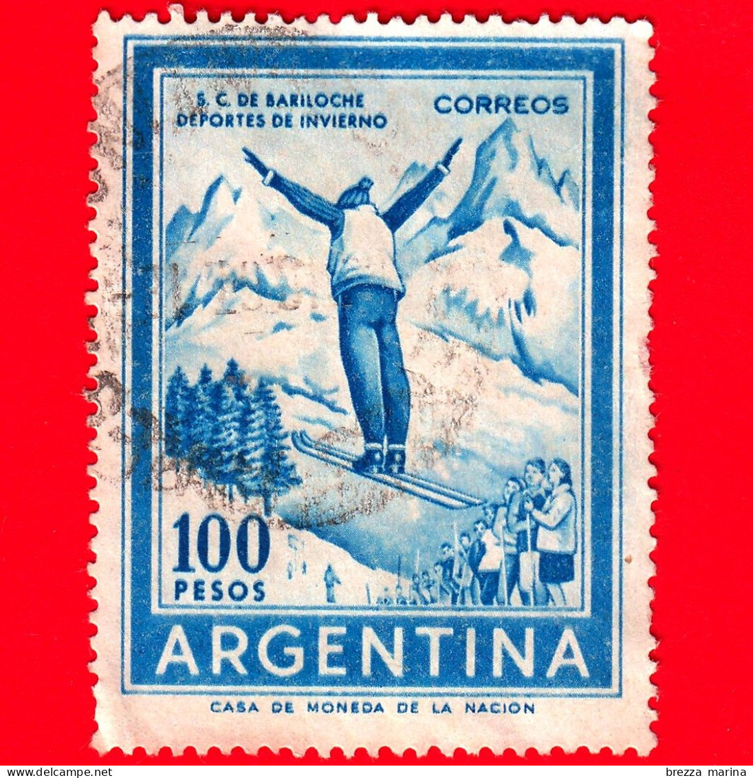 ARGENTINA - Usato - 1963 - Sport - Salto Con Gli Sci -100 - Gebraucht