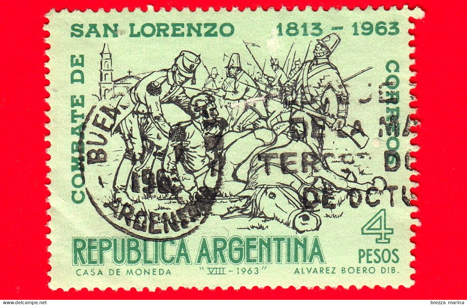 ARGENTINA - Usato - 1963 - 150 Anni Della Battaglia Di San Lorenzo - 4 - Gebraucht