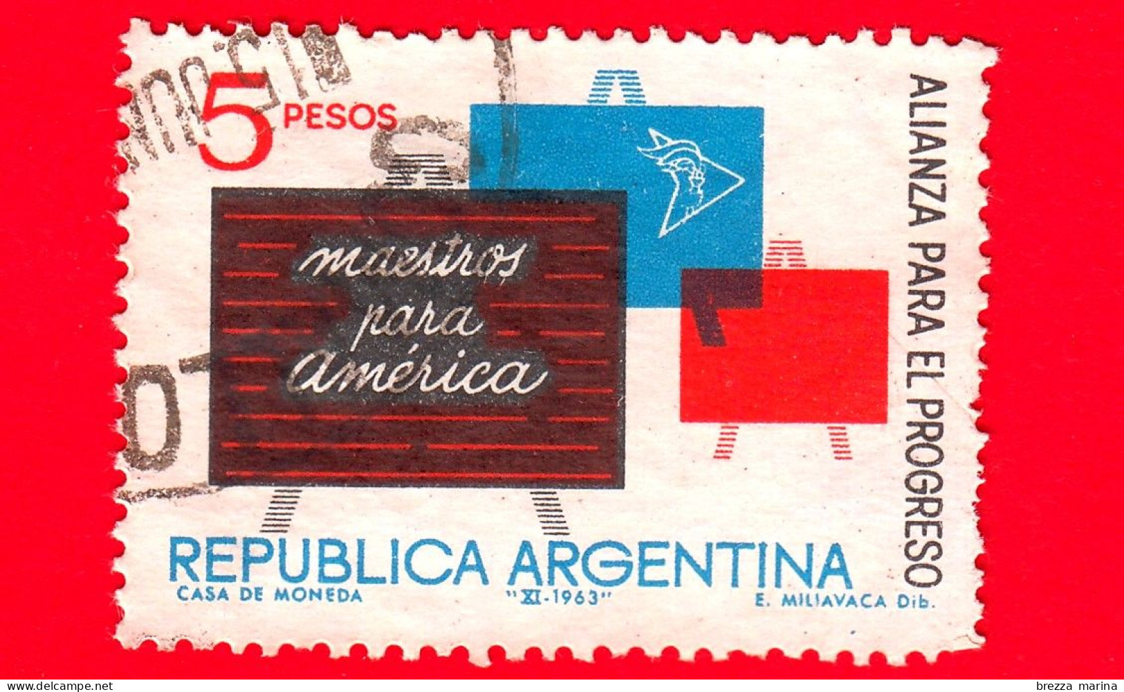 ARGENTINA - Usato - 1963 - Arte - Alleanza Per Il Progresso - 5 - Usados