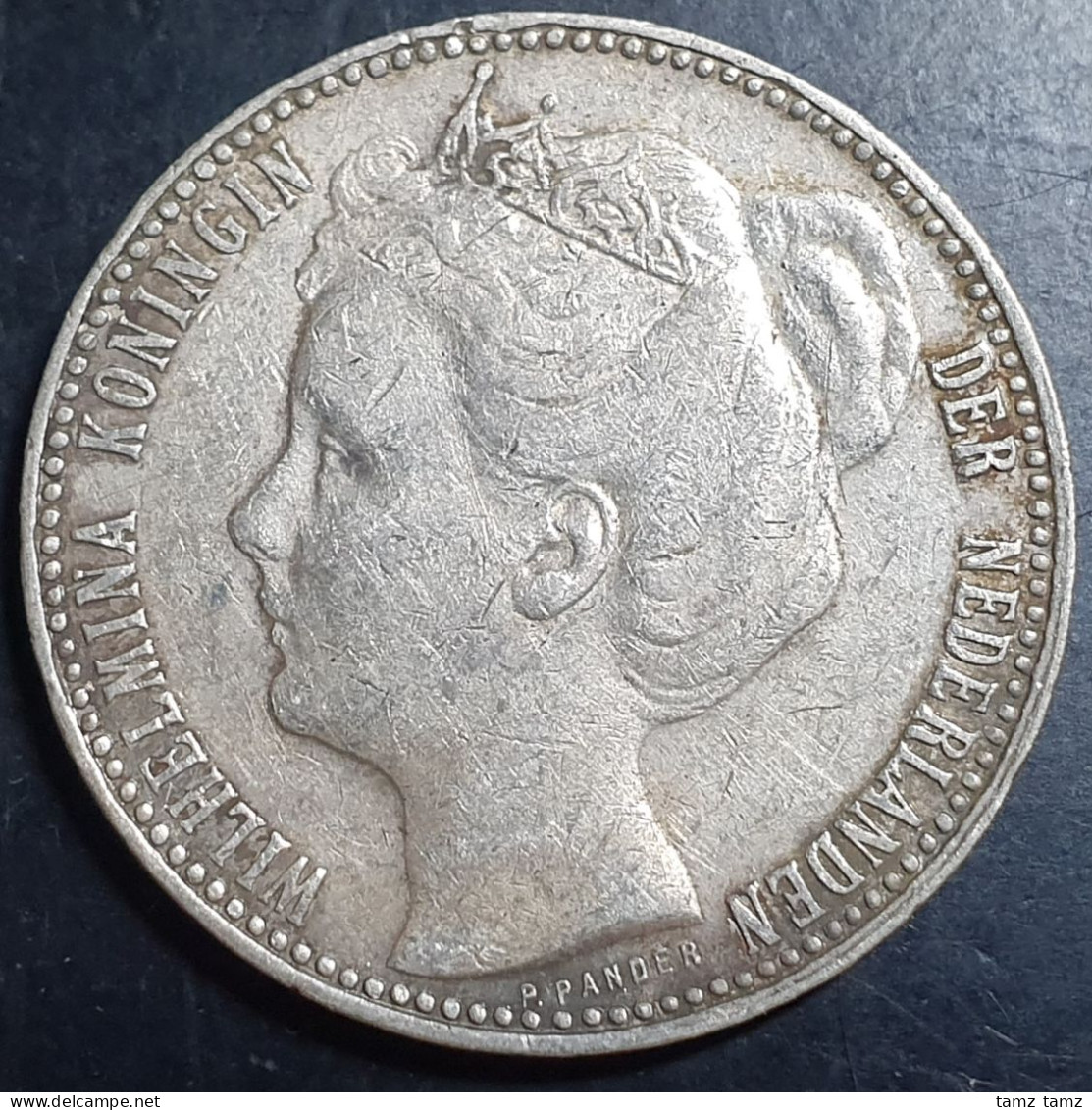 Netherlands 1 Gulden Wilhelmina Crown 1907 Silver VF - 1 Florín Holandés (Gulden)