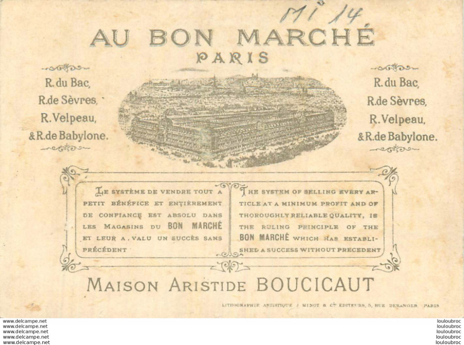 CHROMO AU BON MARCHE LITH MINOT  LA BATAILLE - Au Bon Marché