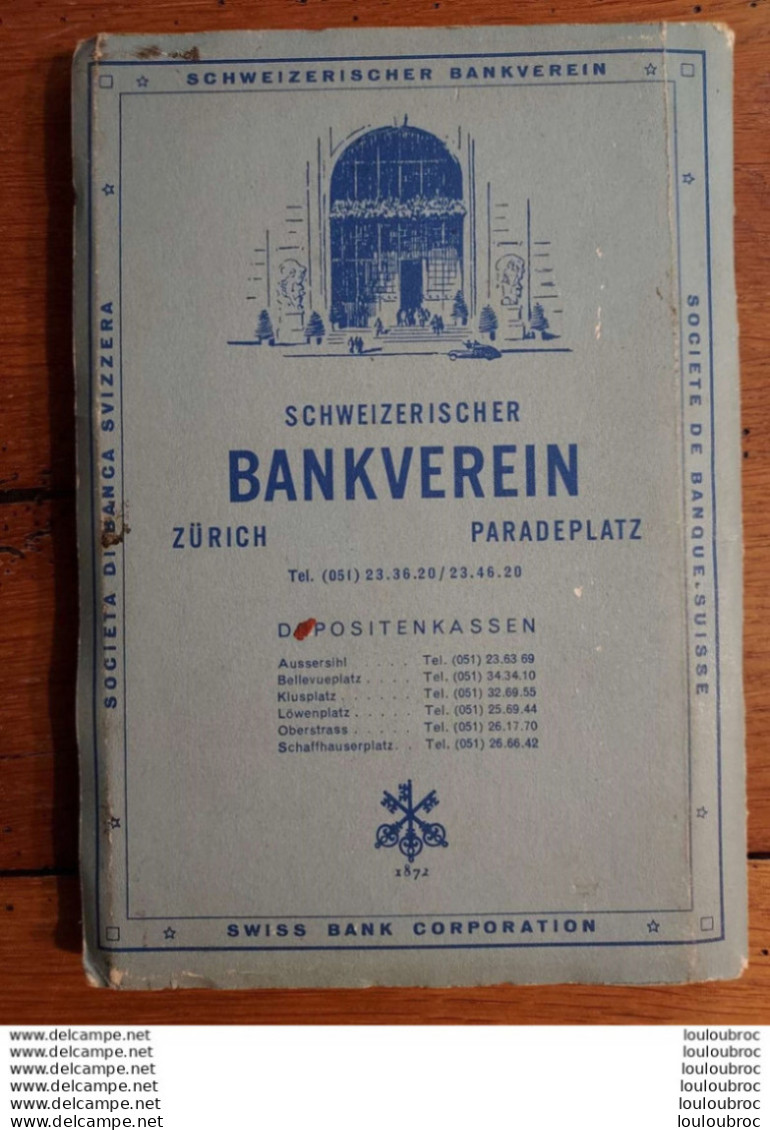 ZURICH OFFIZIELLER STADTPLAN 1952-1952 AVEC CARTE EN PARFAIT ETAT - Svizzera
