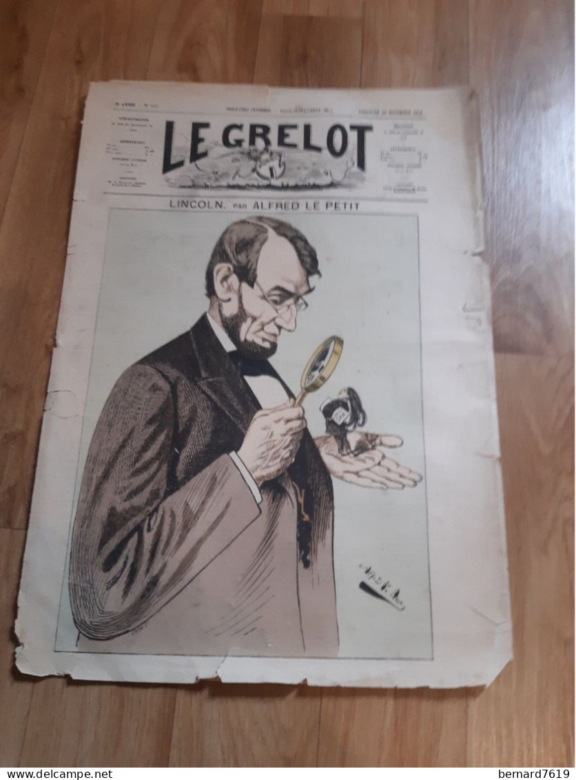 Jounal  Le Grelot - - Par  Alfred Le Petit 76 Aumale -- 1873 -   Lincoln - Etats Unis - 1850 - 1899