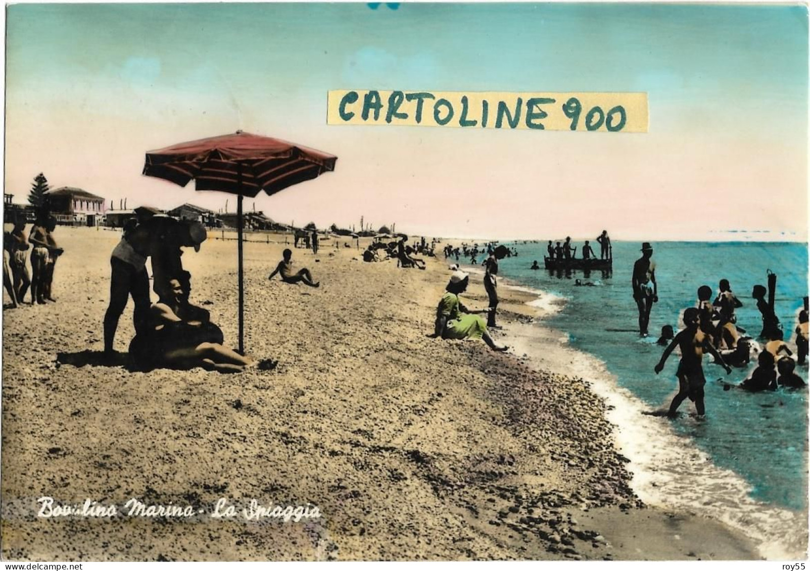 Calabria-reggio Calabria-bovalino Marina La Spiaggia Veduta Bagnanti A Riva In Mare Animatissima Anni 50 - Altri & Non Classificati