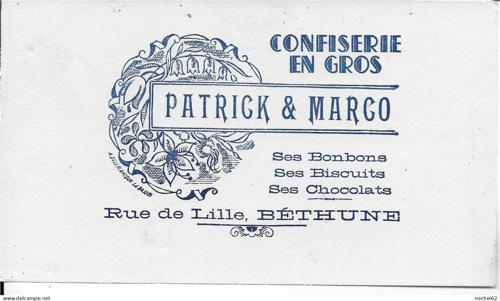 Buvard Annees  50's  NEUF CONFISERIE PATRICK ET MARCO BETHUNE - Alimentare