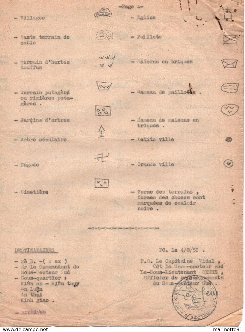 SIGNES CONVENTIONNELS ARMEE VIET MINH  1951  ARMEE FRANCAISE INDOCHINE INDOCHINA  CEFEO - Francese