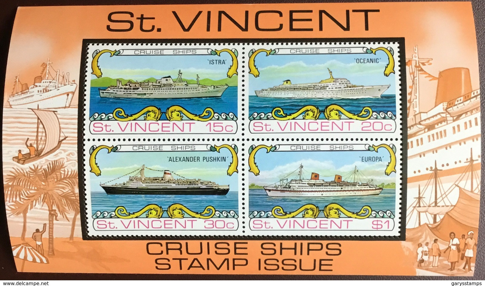 St Vincent 1974 Cruise Ships Minisheet MNH - St.Vincent (1979-...)