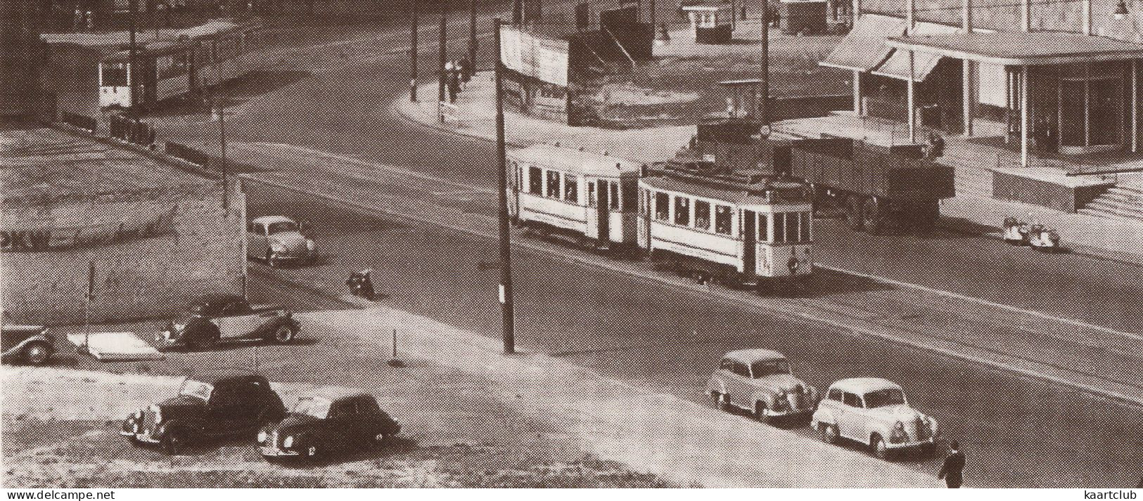 Bochum-Innenstadt: OPEL OLYMPIA '52, TRAM, DKW CABRIO, MERCEDES 170 VA, VW 1200 KÄFER/COX - Massenbergstr.1953 - Turismo