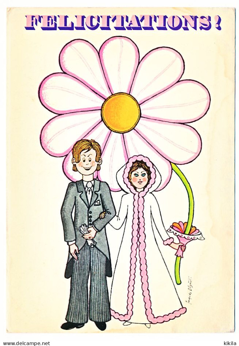 CPSM 10,5 X 15 Illustrateur Jacques Digout Felicitations  Mariage Mariés Noces  Série Pâquerette N° 2 - Autres & Non Classés