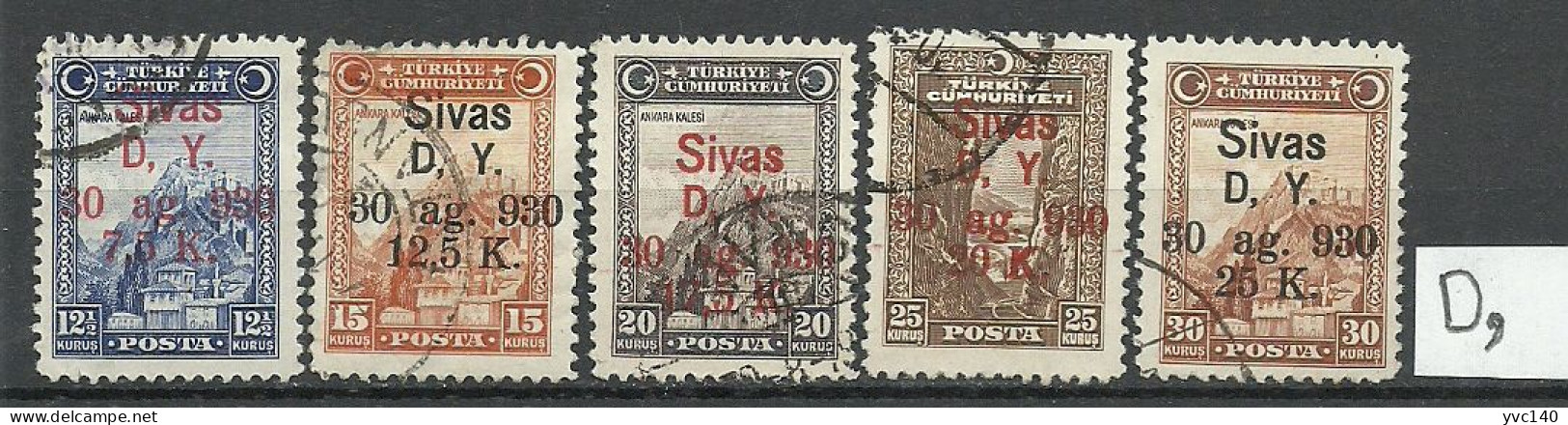 Turkey; 1930 Ankara-Sivas Railway Stamps ERROR "Comma Instead Of Dot In Front Of The Letter (D)" - Oblitérés