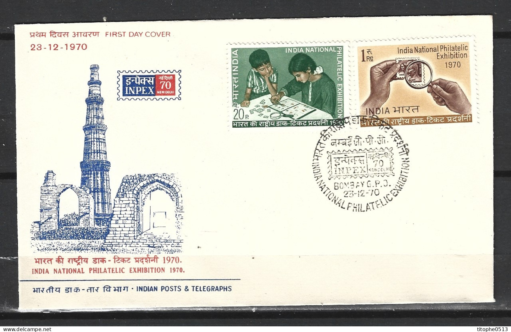 INDE. N°313-4 Sur Enveloppe 1er Jour (FDC) De 1970. Exposition Philatélique à New Delhi. - Expositions Philatéliques