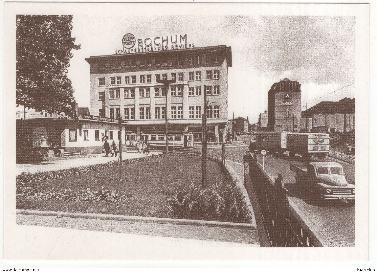 Bochum-Innenstadt: OPEL BLITZ 1.75T, LKW/TRUCK, TRAM / STRAßENBAHN - Handelshof 1955 - (Deutschland) - Turismo