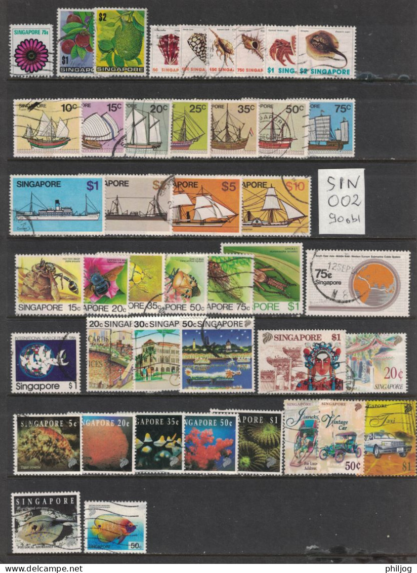 Singapour - Lot De 90 Timbres Oblitérés -Tous Différents -  Bateaux, Oiseaux,etc - Singapore (1959-...)