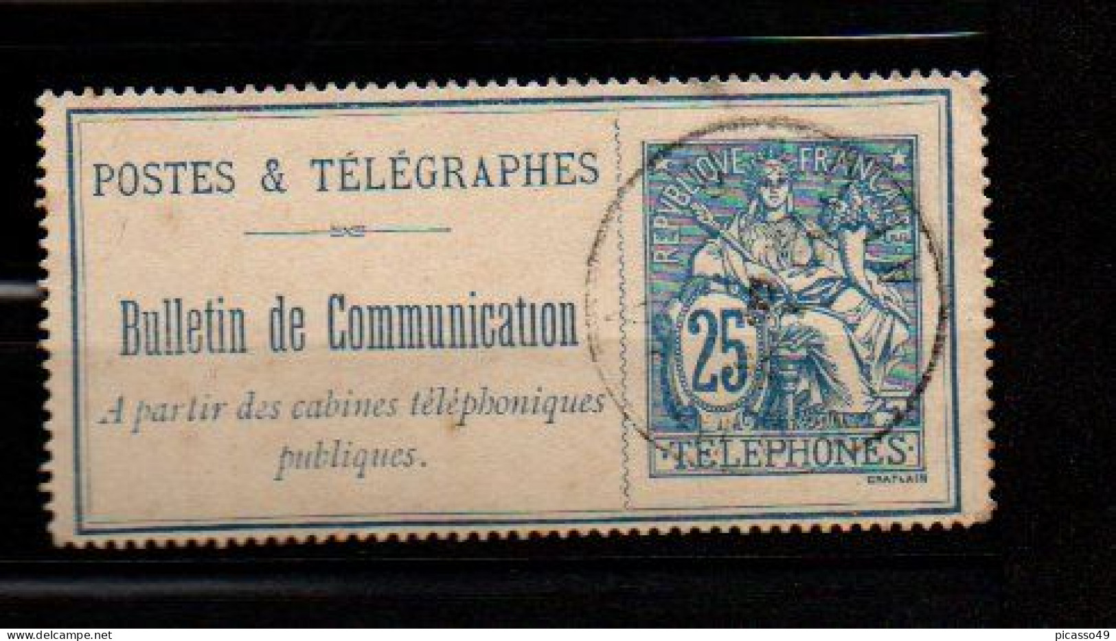 Timbres Téléphone Et Télégraphe , N° 16 25c Bleu Oblitéré - Télégraphes Et Téléphones