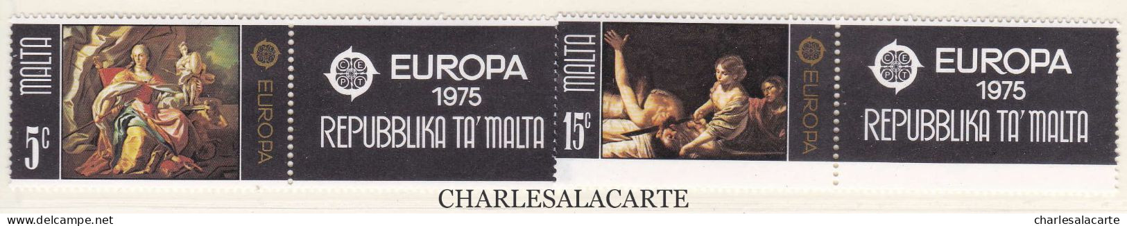 MALTA REPUBLIC  1975  EUROPA  + EUROPA LABEL  S.G. 543-544  U.M. - Malta