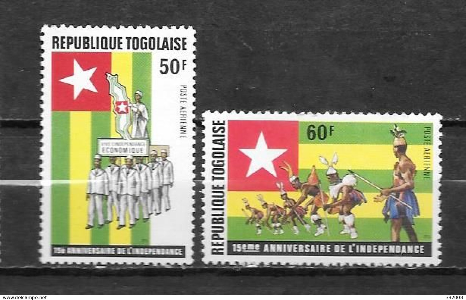 PA - 1975 - N° 250 à 251 **MNH - 15 Ans Indépendance - Togo (1960-...)