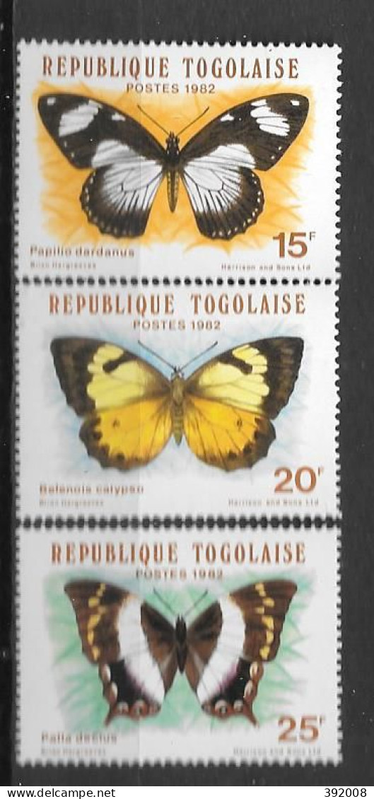 1982 - N° 1076 à 1078 **MNH - Papillons - Togo (1960-...)