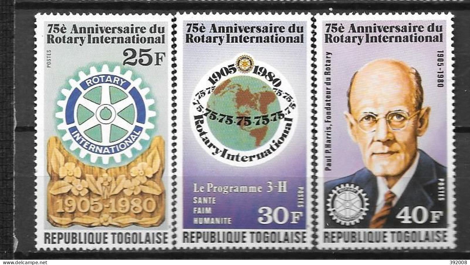 1980 - N° 974 à 976 **MNH - Rotary International - Togo (1960-...)
