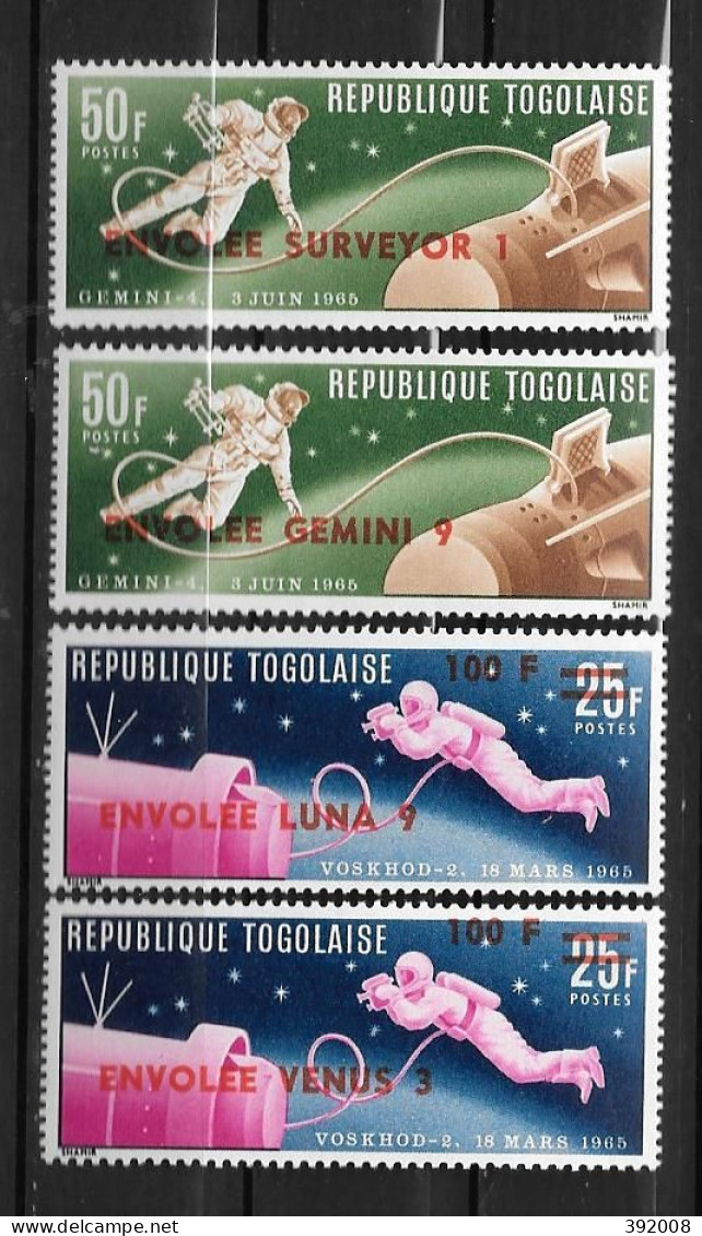 1966 - N° 481 à 484 **MNH - Homme Dans L'espace, Surveyor, Gemini,Luna,Vénus - Togo (1960-...)