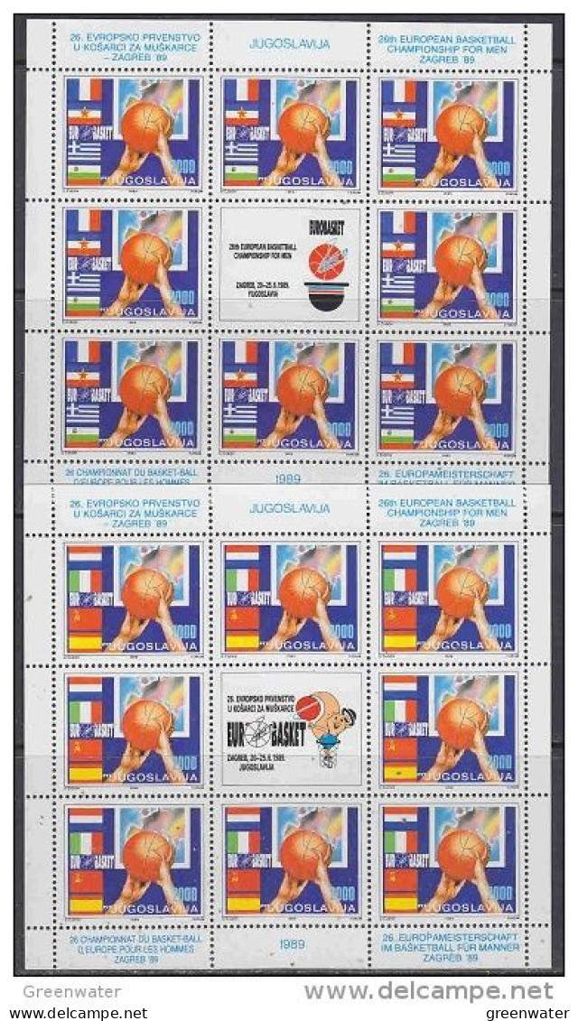 Yugoslavia 1989 European Championship Basketball 2v 2 Sheetlets ** Mnh (59276) - Idee Europee