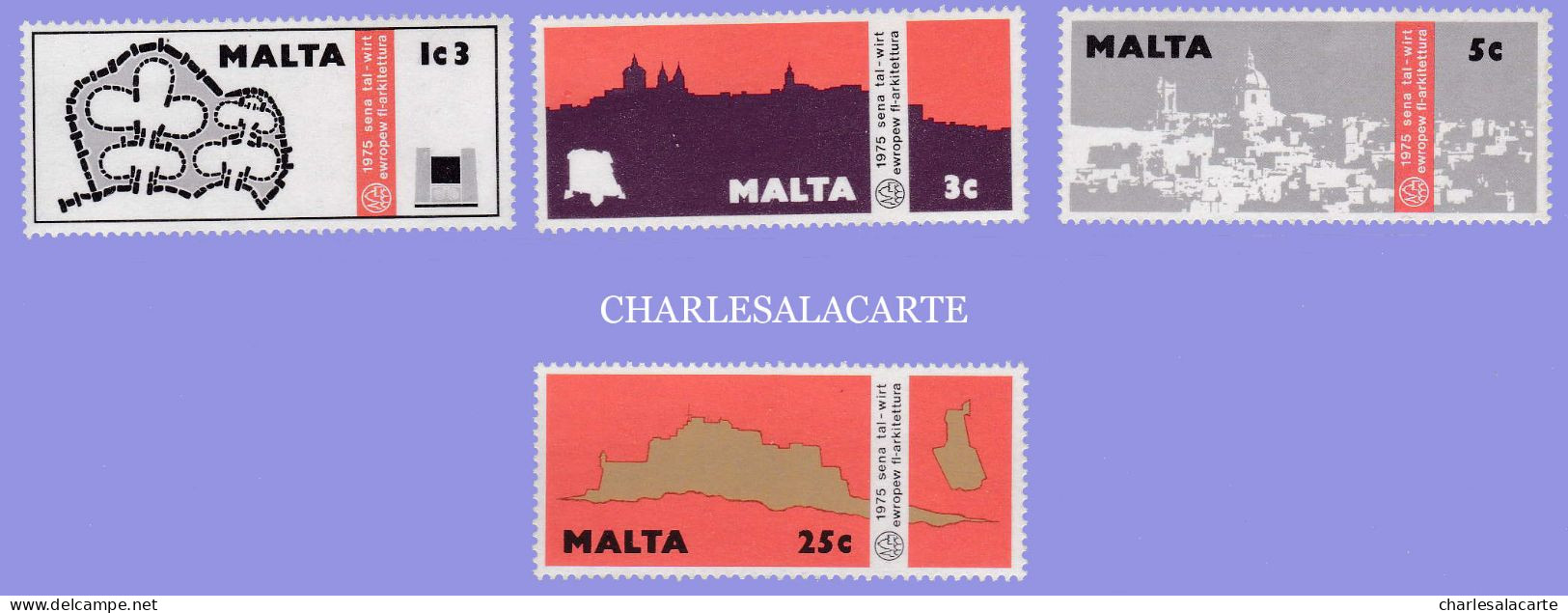 MALTA REPUBLIC  1975  EUROPEAN ARCHITECTURAL HERITAGE  S.G. 545-548  U.M. - Malta