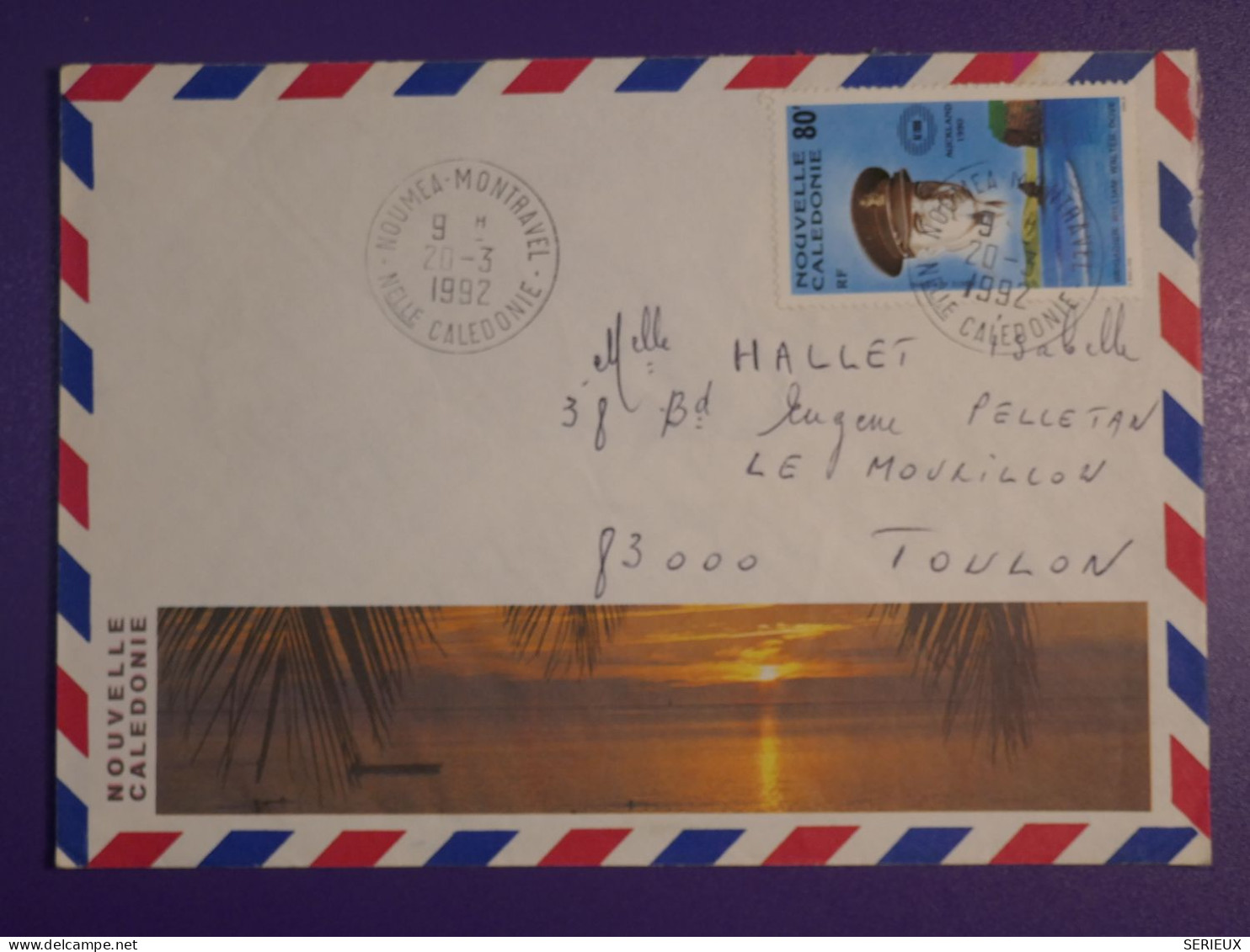 DM 10   NOUV. CALEDONIE BELLE   LETTRE  1992 NOUMEA  A TOULON  FRANCE    +AFF. INTERESSANT +++ - Storia Postale