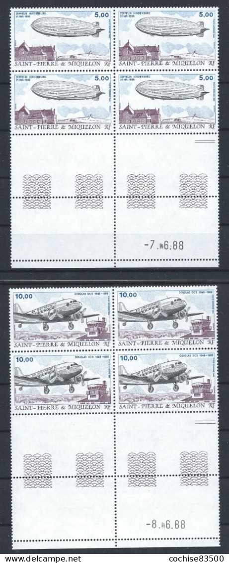 St Pierre Et Miquelon PA N°66/67** (MNH) 1988 - Transports Aériens - Coin Daté - Nuevos