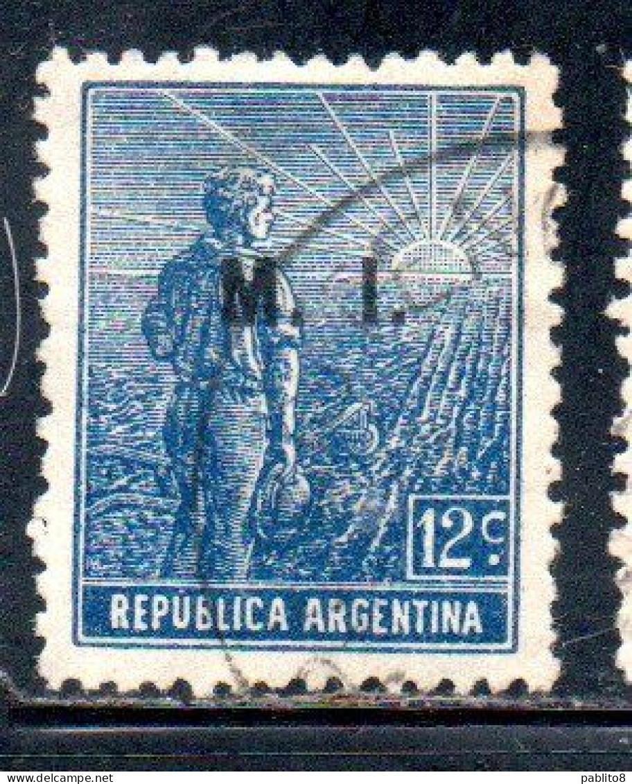 ARGENTINA 1912 1914 OFFICIAL DEPARTMENT STAMP AGRICULTURE OVERPRINTED M.I.MINISTRY OF THE INTERIOR MI 12c USED USADO - Dienstzegels