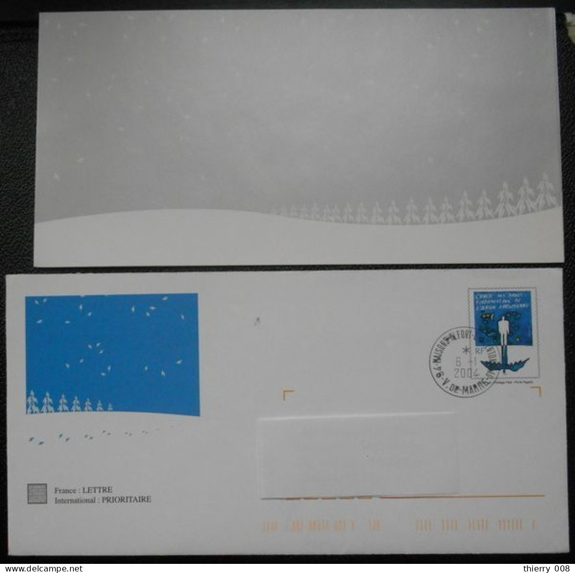Enveloppe PAP De Service La Poste Timbre Charte Des Droits Fondamentaux De L'Union Européenne  Oblitéré  Avec Son Carton - Lettres & Documents