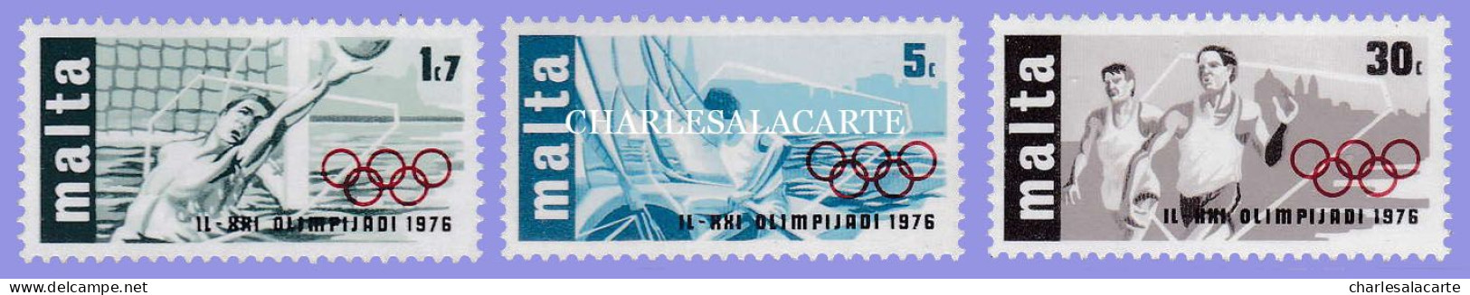 MALTA REPUBLIC  1976  OLYMPIC GAMES MONTREAL  S.G. 559-561  U.M. - Malta