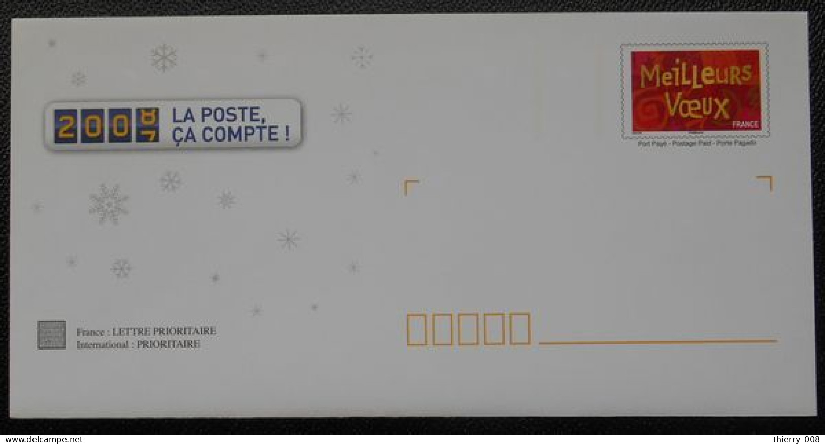 Enveloppe PAP De Service La Poste Timbre Meilleurs Voeux 2008  Neuf  SANS Son Carton - Lettres & Documents