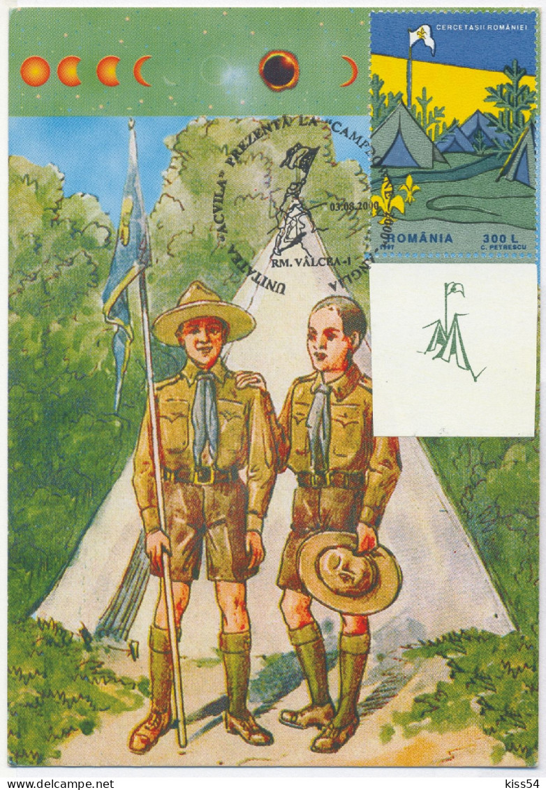 MAX 56 - 271 SCOUT, Stamp With Vignette Very RARE, Romania - Maximum Card - 2000 - Autres & Non Classés