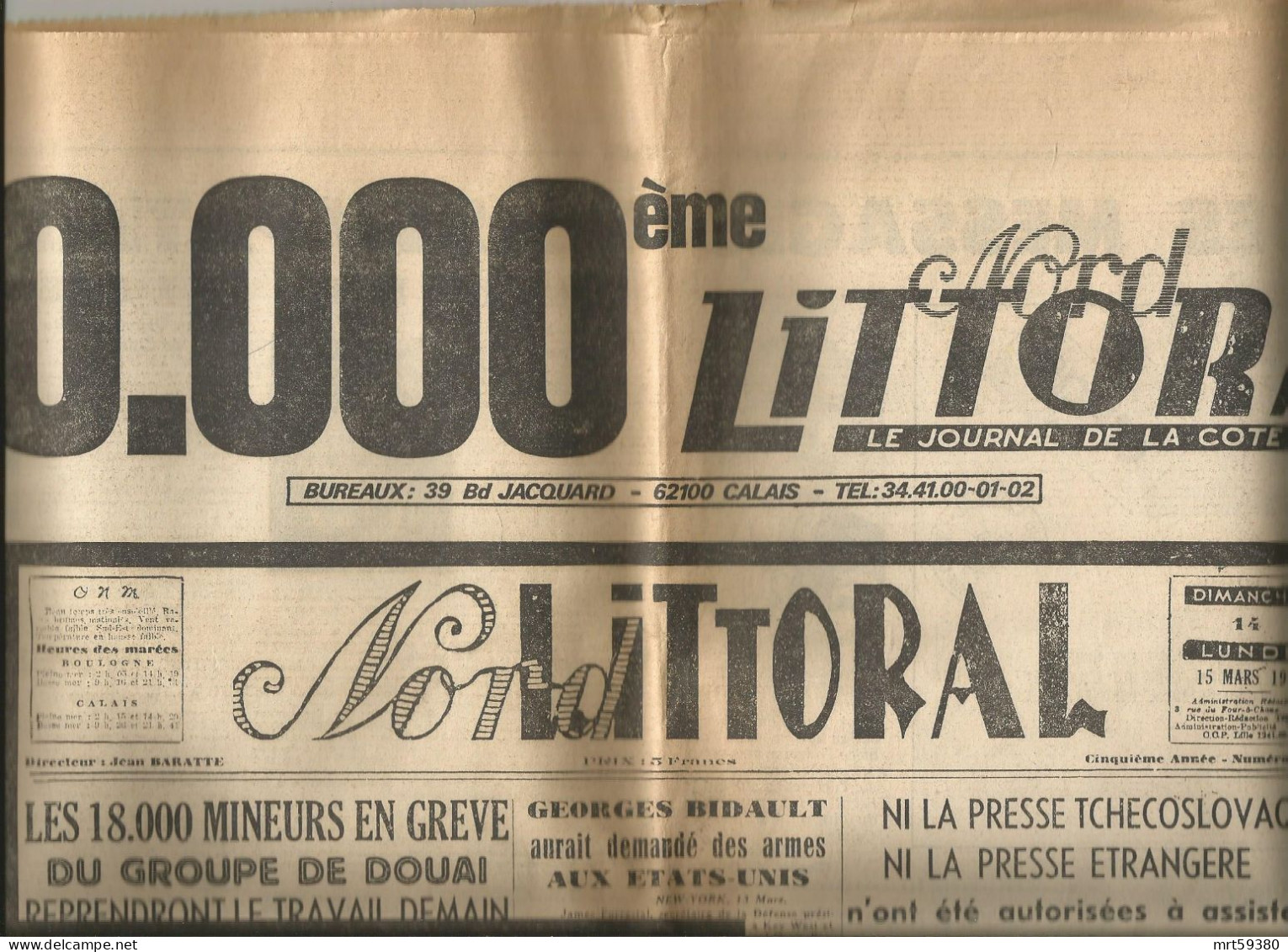 Journal NORD LITTORAL (CALAIS 62)  10 000e Exemplaire  30 Janvier 1977 - Desde 1950