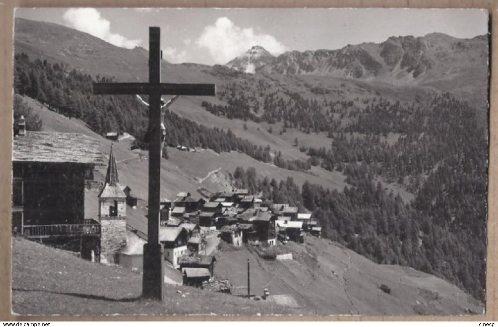 CPSM SUISSE - CHANDOLIN - Bella Tola - Jolie Vue Générale Du Village Centre Détails Maisons + CROIX + Oblitération - Chandolin